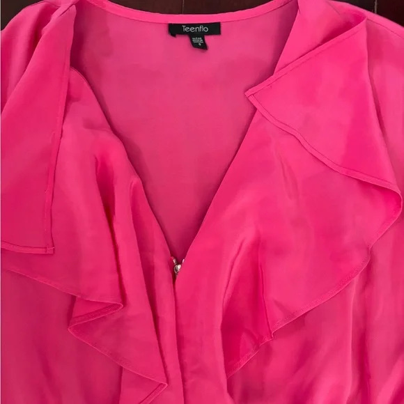 Teenflo Fuchsia Ruffle Mini Dress - Picture 2 of 3